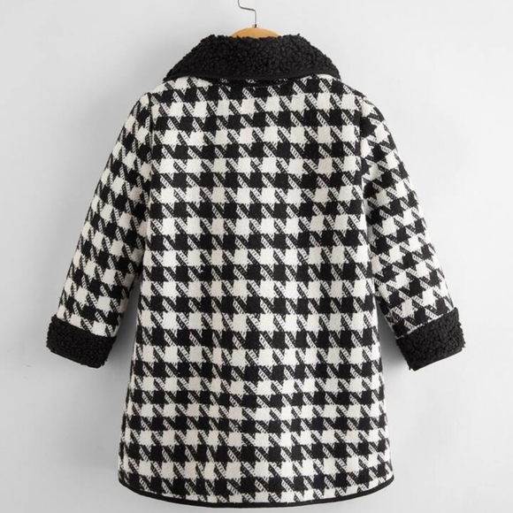 GIRLS Houndstooth Teddy lined Tweed Coat 😻🌈🤌💞 - Picture 3 of 10